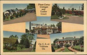 Valdosta GA Pines Camp Cottages & Cafe Linen Postcard