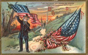 Decoration Day Civil War Soldier American Falgs Patriotic c1910 Vintage Postcard