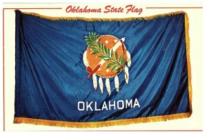 Lot 4 Oklahoma State Flag Postcard Posted 1970s