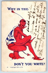 1906 Why In The Devil Don't You Write New York City New York NY Antique Postcard
