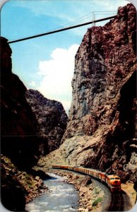 Trains The D & R G Railroad In The Royal Gorge Canyon Colorado