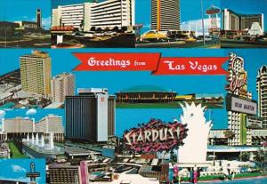 Nevada Las Vegas Greetings Showing The Strip Hotels