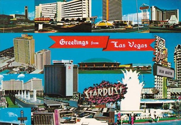 Nevada Las Vegas Greetings Showing The Strip Hotels