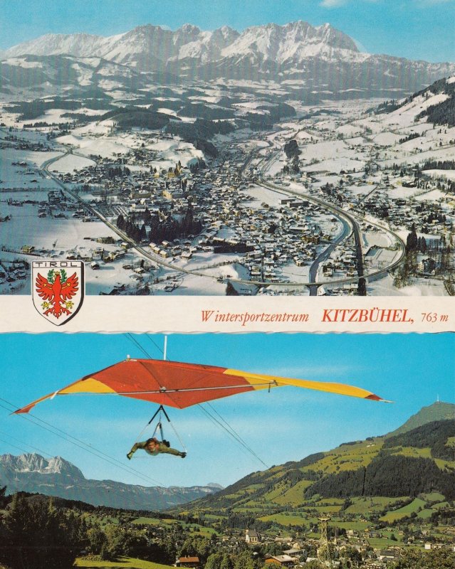 Kitzbuhel Winter Sports 1980s Aerial & Glider Postcard