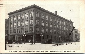 Postcard E.E. Mangold Jefferson Building in South Bend, Indiana~132759