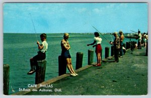 Fishing Is Good Here, St Roch des Aulnaies, Quebec, Vintage Chrome Postcard