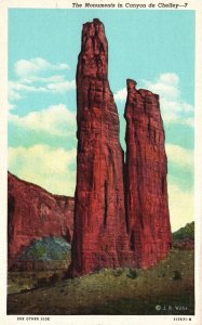 Vintage Postcard The Monuments Rocks Formations Canyon De Chelley Colorado CO