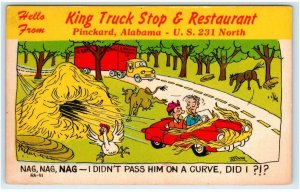 PINCKARD, AL Alabama ~Roadside KING TRUCK STOP c1950s Dale County Comic Postcard