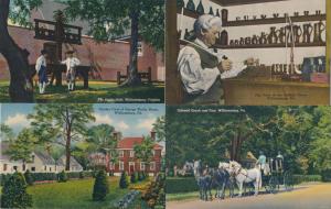 (4 cards) Historic Williamsburg VA Virginia Gaol Wythe House Tap Room Coach