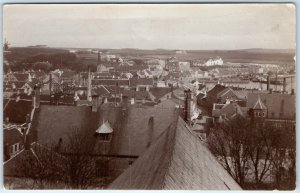 c1910s Thiested, Denmark RPPC Church Tower Birds Eye Town View Rooftops A338