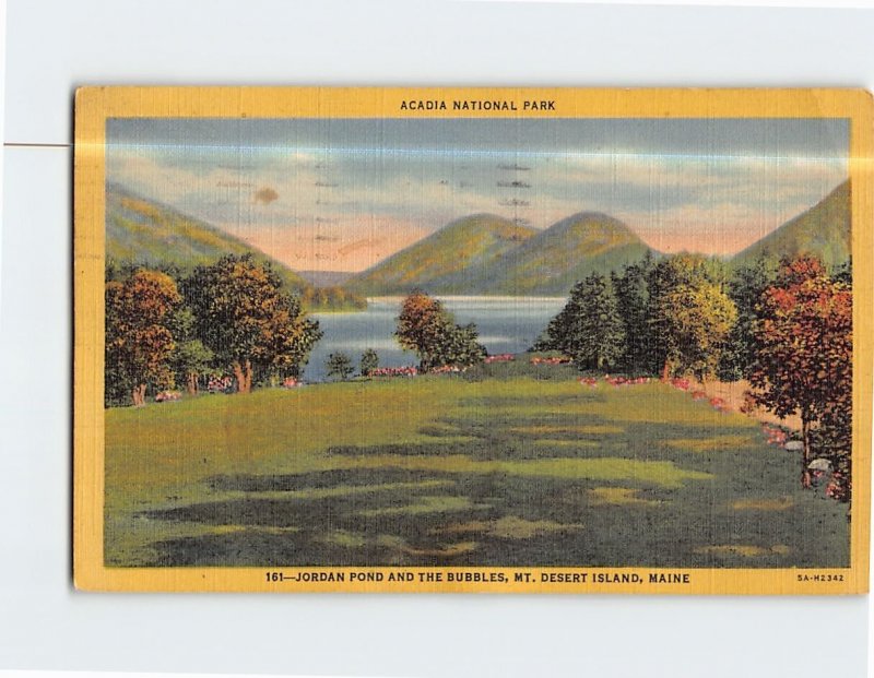 Postcard Acadia National Park Jordan Pond & The Bubbles Mt. Desert Island Maine