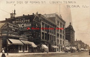 IL, Peoria, Illinois, RPPC, Adams Street, Business Section, Theatre, Photo