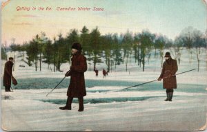 Getting In The Ice Canadian Winter Scene Stedman Postcard G77 *as is