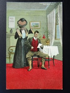 Welsh ROMANTIC HONEYMOON IN WALES - The Hotel Bill c1905 Postcard by Valentine