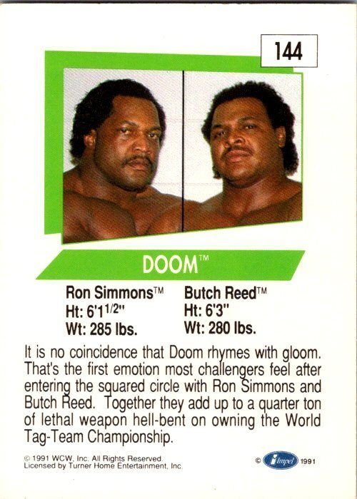 1991 WCW Wrestling Card DOOM Rob Simmons Butch Reed sk21203