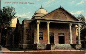 View of Christian Church, Winfield KS Vintage Postcard J31