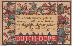 DUTCH DOPE, 1900-10s; Border of Couples, Windmills & Dog