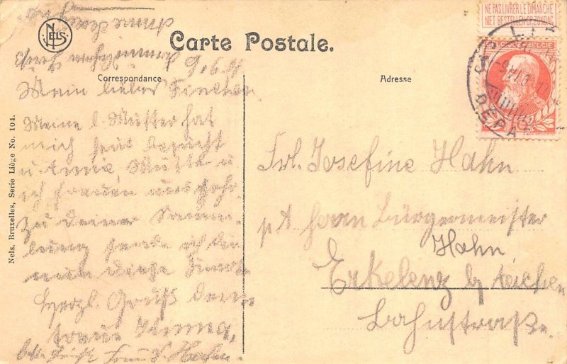 A098 Belgium 1911 Liege Pasarelle l'hotel des postes Bridge boats postcard