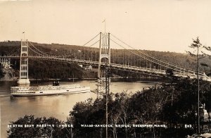 H92/ Bucksport Maine RPPC Postcard c10 Boston Boat Waldo-Hancock Bridge66 