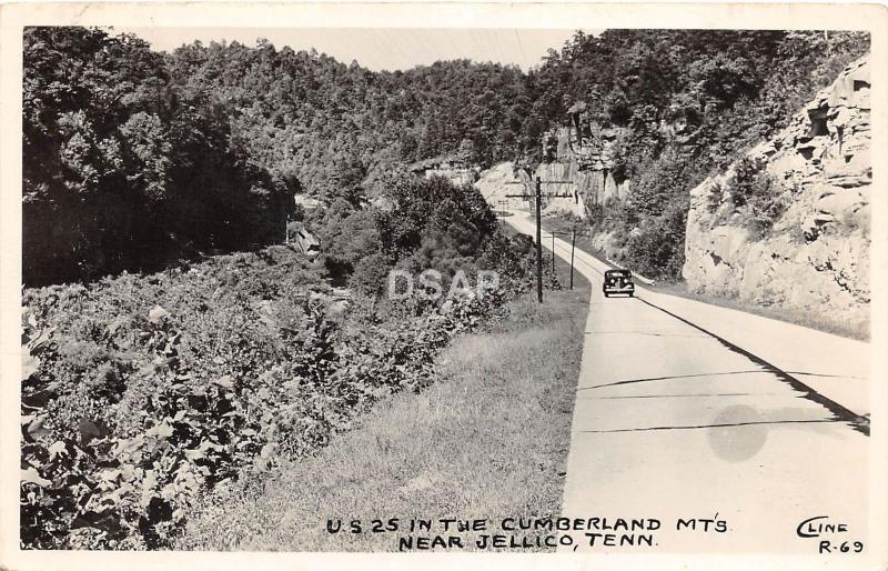 C66/ Jellico Tennessee Tn Postcard Real Photo RPPC c40s Cline US25 Automobile