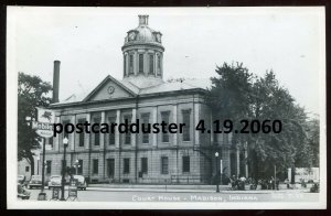 h5970 - MADISON Indiana 1940s Court House. Mobil Oil  Advertising. Real Photo PC