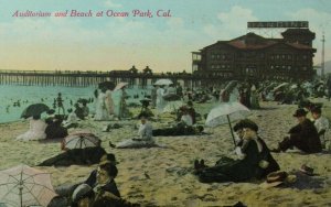 C.1905-10 Auditorium Beach Ocean Park, CA Vintage Postcard P88