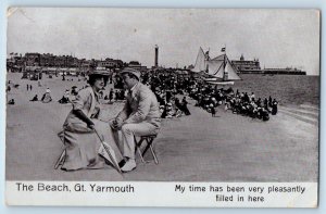 Norfolk England Postcard The Beach Great Yarmouth 1909 Antique Posted