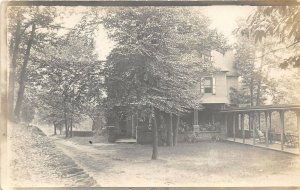 1910s RPPC Real Photo Postcard Old House Trees Porch