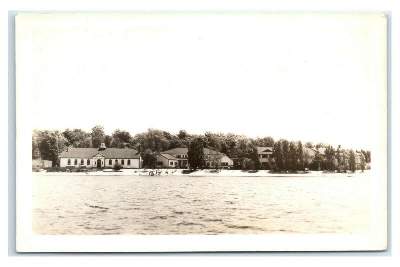 Postcard Waterfront Homes & Buildings Wooded Area RPPC J7