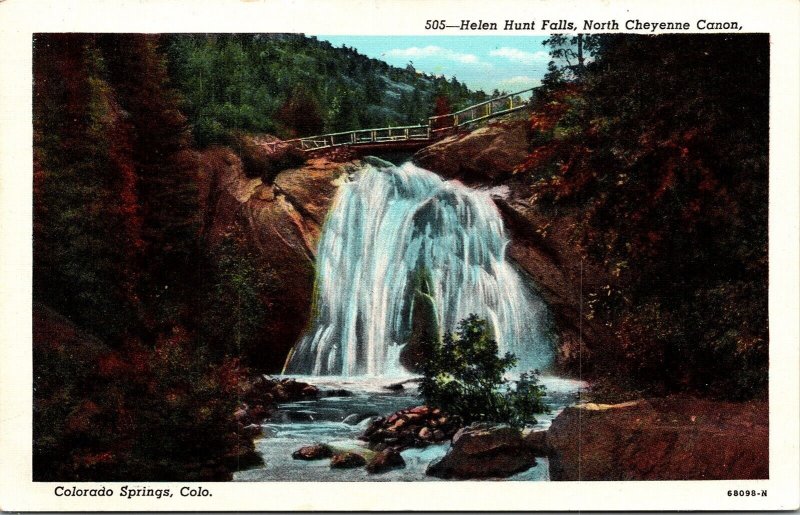 Helen Hunt Falls North Cheyenne Canon Colorado Springs CO Postcard VTG UNP 