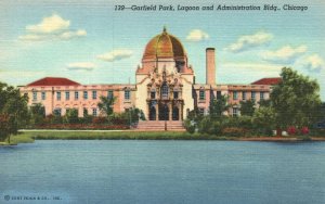 Vintage Postcard Garfield Park Lagoon Administration Building Chicago Illinois