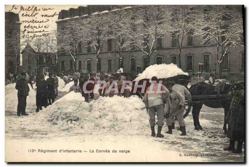 Postcard Old Army 115th Regiment d & # 39infanterie Snow chore