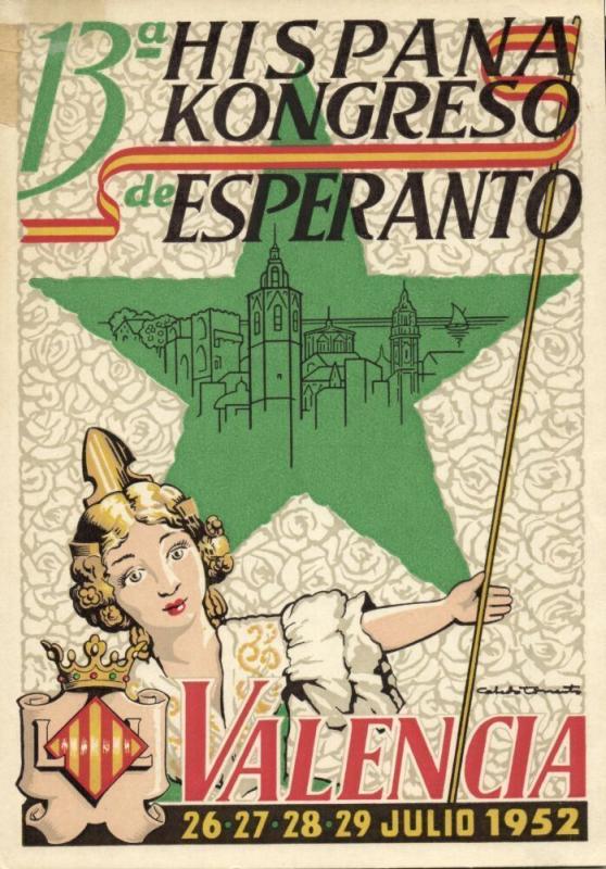 13th Spanish Esperanto Congress in Spain Valencia (1952) Postcard