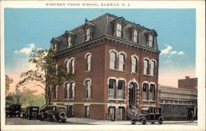Rahway New Jersey NJ Cars School 1910s-30s Postcard