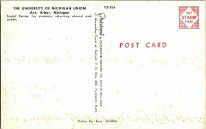 University Michigan Union Ann Arbor Social Center Plastichrome Vintage Postcard 