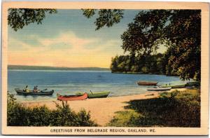 Greetings from Belgrade Region, Oakland Maine c1943 Vintage Postcard J04