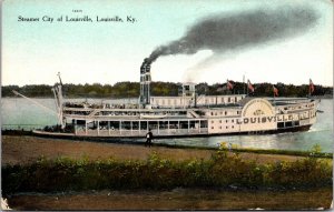 Postcard Steamer City of Louisville in Louisville, Kentucky