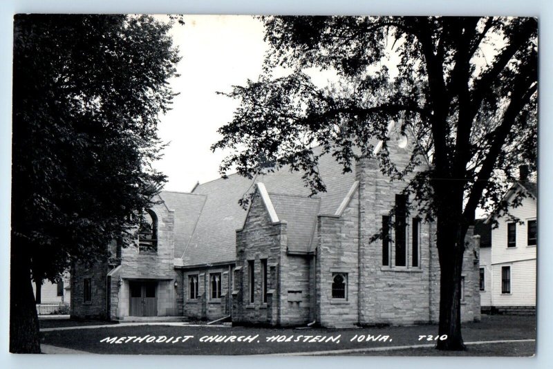 Holstein Iowa IA Postcard RPPC Photo Methodist Church c1940's Unposted Vintage