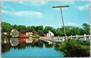 Floating Bridge Brookfield Vermont Riverview Sightseeing Attraction Postcard