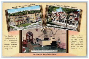 c1940 Hotel Seville Finest Hotel Multiview Springfield Missouri Vintage Postcard