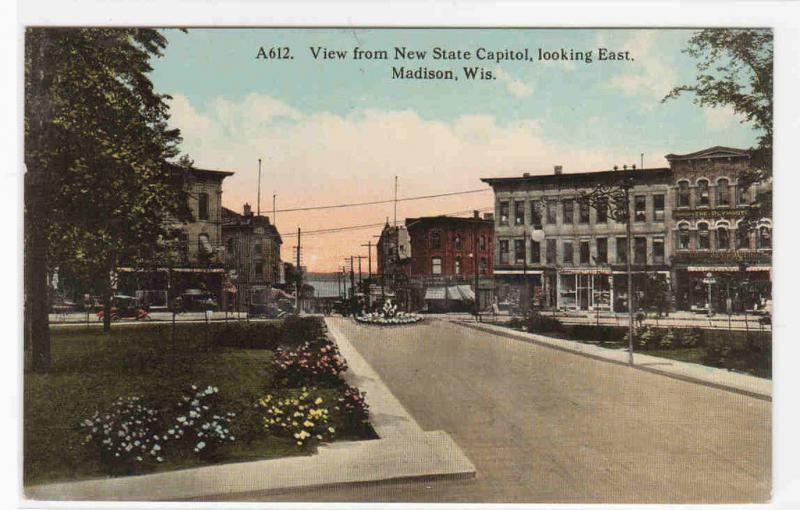 View from State Capitol East Madison Wisconsin 1910c postcard