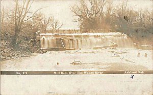 Ashland NE Mill Dam Over The Wahoo River #25 Real Photo Postcard