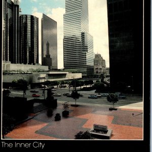 c1985 Los Angeles CA Inner City Downtown Skyscrapers Plaza Cars Chrome Lg PC M28