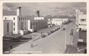 Alaska Anchorage 4th Avenue Main Street 1st National Bank Real Photo sk930