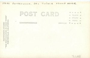 Postcard 1920s California Porterville Tulare Stump House Camp Grounds CA24-3082