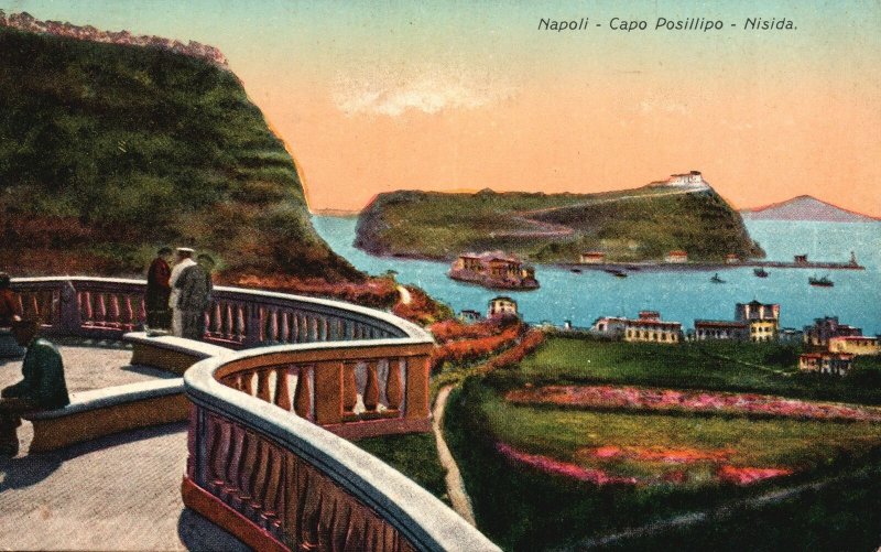 Vintage Postcard Capo Posillipo Nisida Volcanis Islet Sightseeing Naples Italy
