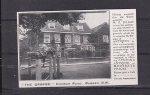 GREAT BRITAIN, BARNES, S.W. LONDON,  THE GRANGE , ANTIQUES, c1920 ppc., unused