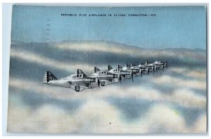 1941 Republic P-35 Airplanes Flying Formation Columbus Ohio OH Vintage Postcard