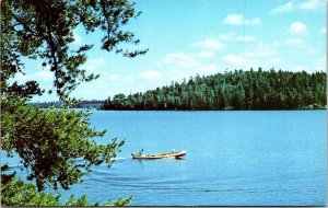 Dryden Ontario Canada Boat Lake Northern Postcard PM Clean Cancel WOB Note VTG 