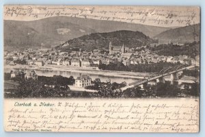 Eberbach Baden-Württemberg Germany Postcard View of Bridge River Buildings 1904